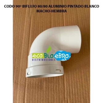 CODO-90º-BIFLUJO-8080-ALUMINIO-PINTADO-BLANCO MACHO-HEMBRA ECOBIOEBRO