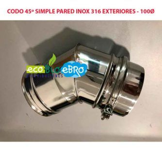 CODO 45º SIMPLE PARED INOX 316 EXTERIORES - 100Ø ecobioebro