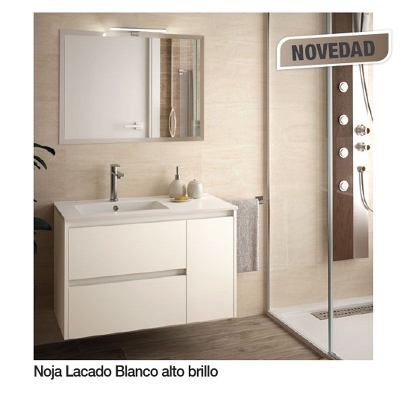 Conjunto mueble de baño NOJA 855 BLANCO BRILLO+ Lavabo + Espejo +