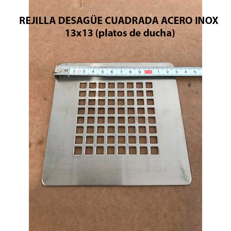 REJILLA DESAGÜE CUADRADA ACERO INOX 13x13 (platos de ducha) - Ecobioebro