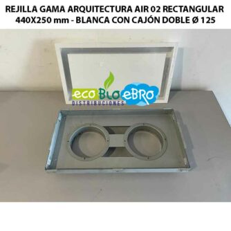 REJILLA-GAMA-ARQUITECTURA-AIR-02-RECTANGULAR-440X250-mm---BLANCA-CON-CAJÓN-DOBLE-Ø-125 ecobioebro
