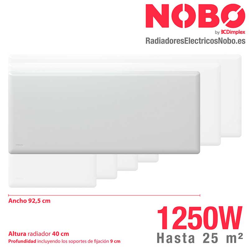 Radiador eléctrico NOBO de bajo consumo 250 W - Prendeluz