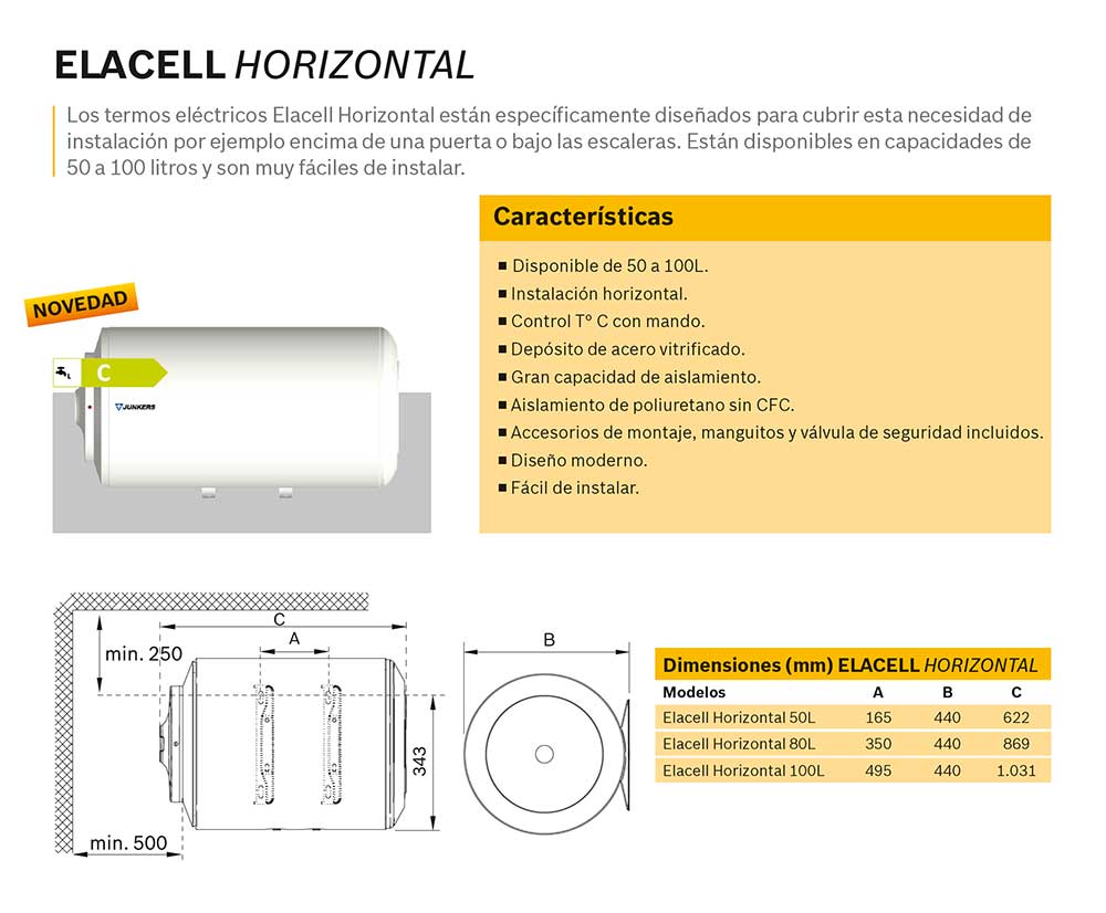 ELACELL Termo Electrico 50L HORIZONTAL