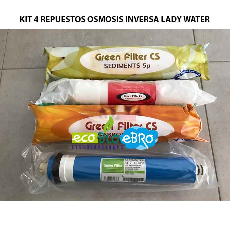 KIT 4 REPUESTOS OSMOSIS INVERSA LADY WATER ecobioebro