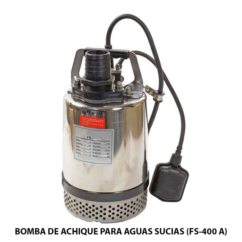 BOMBA DE ACHIQUE PARA AGUAS SUCIAS (FS-400 A) - Ecobioebro