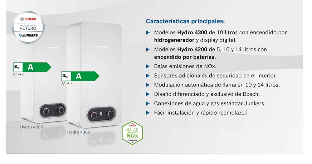 Calentador 11 litros JUNKERS Hydro 4300 WRD11-4 KG Butano Eco-termia