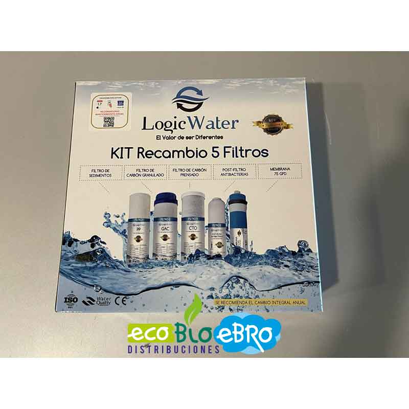 Inyección Melódico Destierro PACK AHORRO 5 FILTROS + MEMBRANA DE 75 GPD (Ósmosis iSpring Water Systems)  - Ecobioebro
