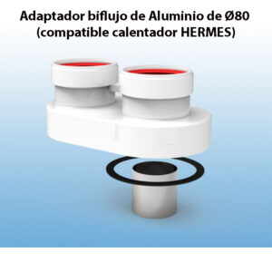 Adaptador-biflujo-de-Aluminio-de-Ø80-(compatible-calentador-HERMES)-ecobioebro