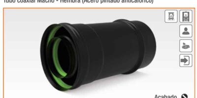 TUBO-COAXIAL-Ø80---Ø130-MACHO---HEMBRA-(ACERO-PINTADO-NEGRO-ANTICALÓRICO)-250-mm-ecobioebro