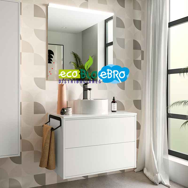 Conjunto mueble de baño OPTIMUS 1000 NEGRO MATE + Lavabo + Espejo