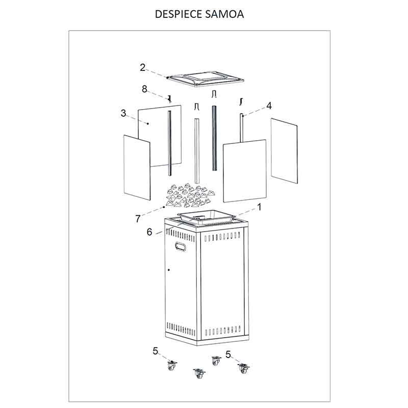 ⭐ Estufa de gas exterior de diseño 4 caras SAMOA