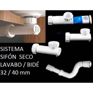 KIT SIFÓN SECO MODELO EVERTON + CONECTOR EXTENSIBLE (especial muebles de baño)
