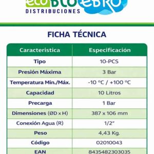 VASO DE EXPANSIÓN PLANO CIRCULAR 10 LITROS (1/2″) (10 PCS) IBAIONDO
