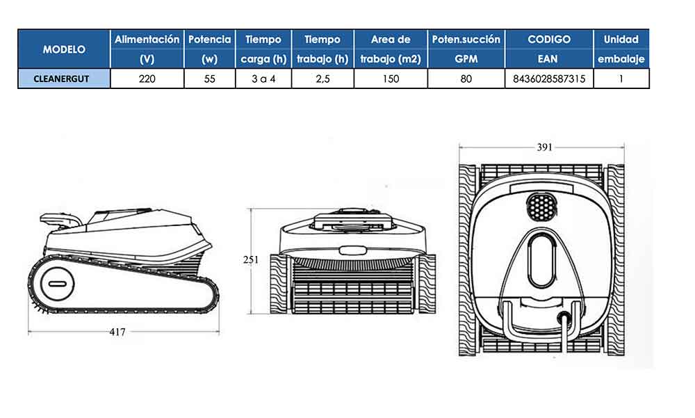 caracteristicas-ROBOT-LIMPIA-FONDOS-DE-PISCINA-CLEANER-GUT-(RECARGABLE)-ECOBIOEBRO
