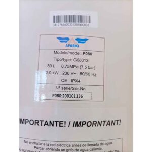 PLACA ELECTRÓNICA TERMO NOFER /APARICI (SERIE P080) (80 LITROS)