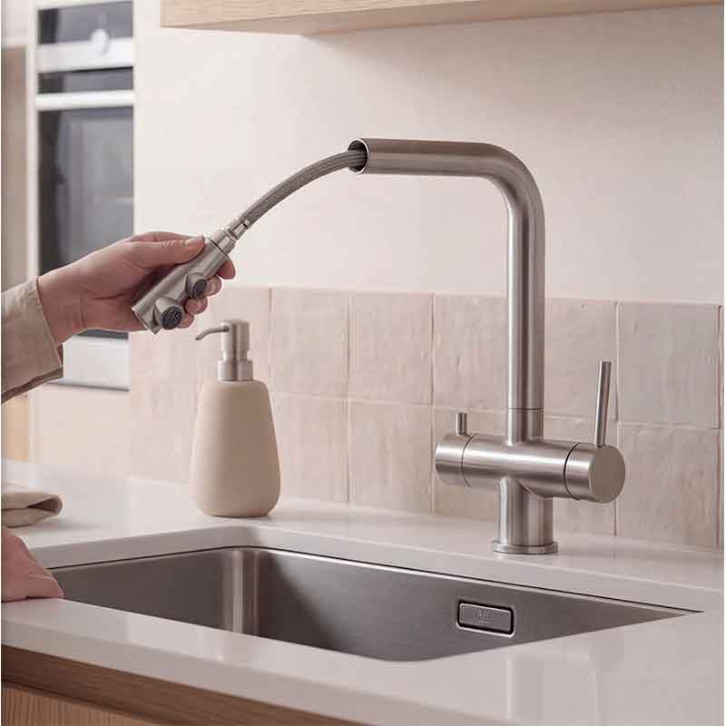 Ambiente Grifo de cocina para osmosis PARIS de 3 vías mate (extensible) ecobioebro