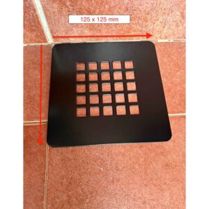 REJILLA DESAGÜE CUADRADA LACADA EN NEGRO 125 x 125 mm (platos de ducha) (Ral 9005)