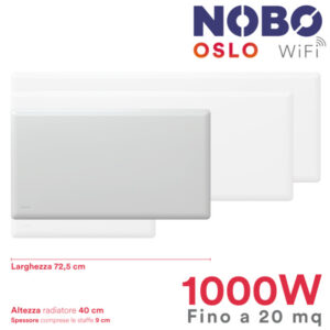 Radiador eléctrico noruego NOBO OSLO WiFi | 1000W | hasta 20 m²