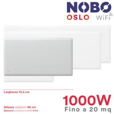 Radiador eléctrico noruego NOBO OSLO WiFi | 1000W | hasta 20 m²