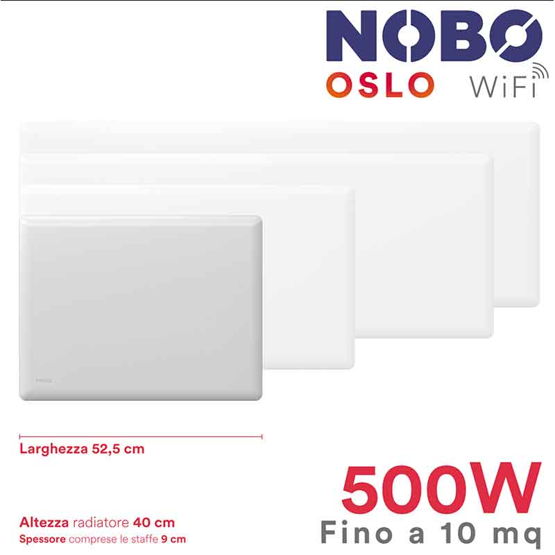 Longitud Radiador eléctrico noruego NOBO OSLO WiFi | 500W | hasta 10 m² ecobioebro