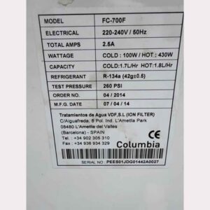 etiqueta-fuente-agua-columbia-FC700F-ECOBIOEBRO