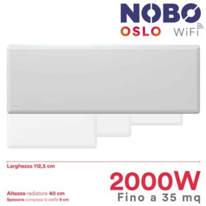 Dimensiones Radiador eléctrico noruego NOBO OSLO WiFi | 2000W | hasta 35 m² ecobioebro